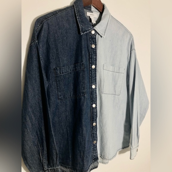 Forever 21 Oversized Denim Shirt - Size S - Picture 2 of 5